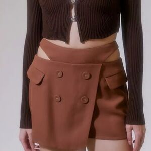 For Love And Lemons Brown Zippered Skirt